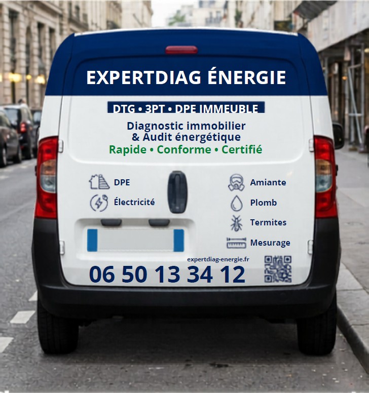 Véhicule ExpertDiag Énergie — DTG, 3PT, DPE immeuble, diagnostics immobiliers à Reims